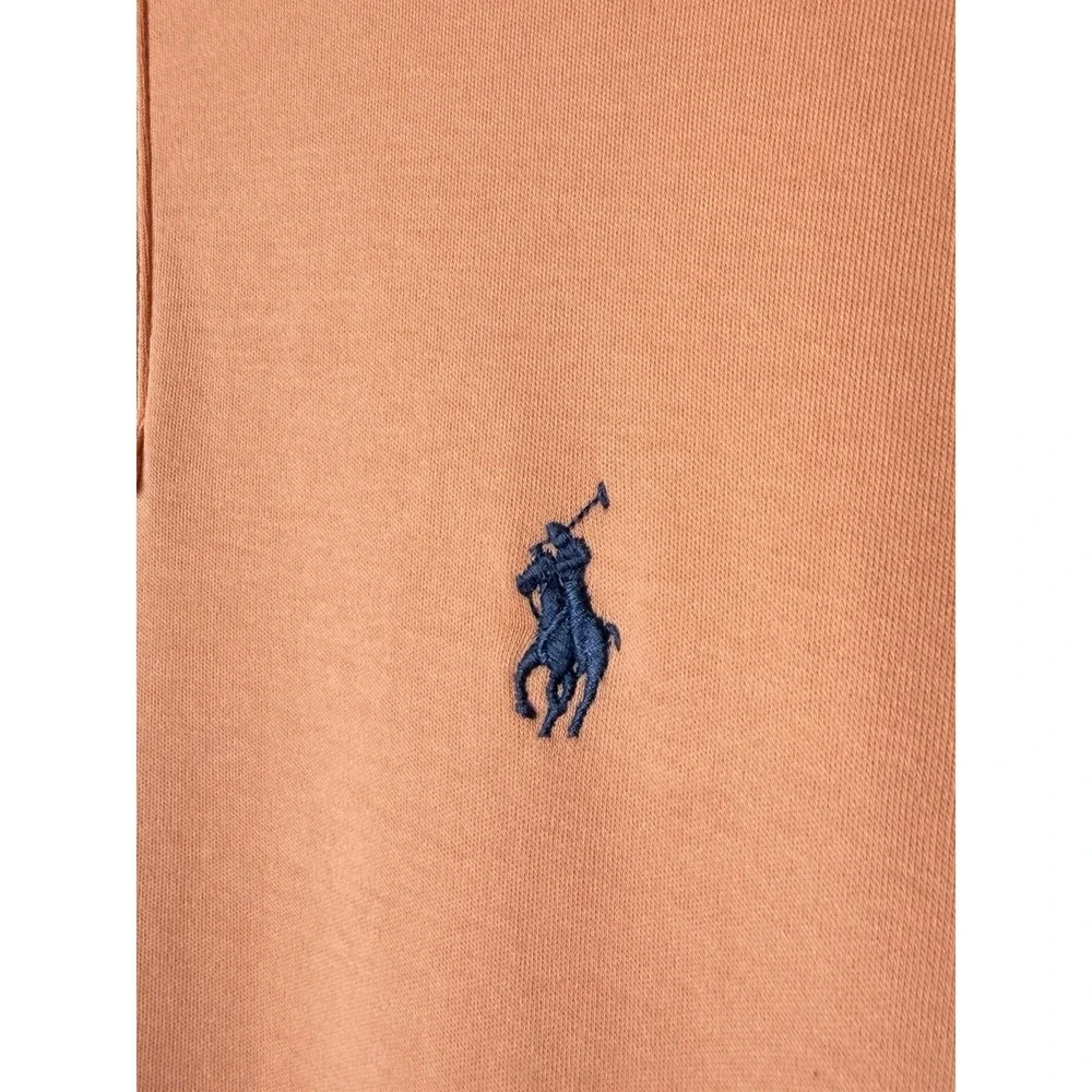 Polo Ralph Lauren Mens Large Polo Shirt Peach Orange Cotton Mesh Pony Logo Golf
